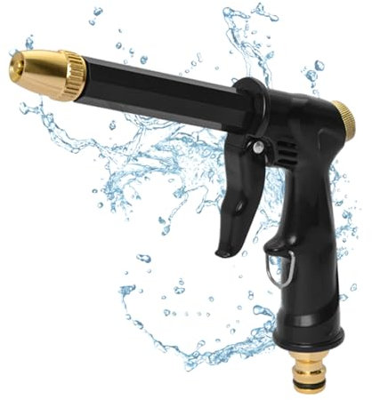 Pistola Giardino Alta Pressione, Pistola Spray ad Alta Pressione, Pistola Irrigazione Multifunzione, Pistola a Spruzzo D'acqua da Giardino, Adatto per La Pulizia di Automobili, Nero