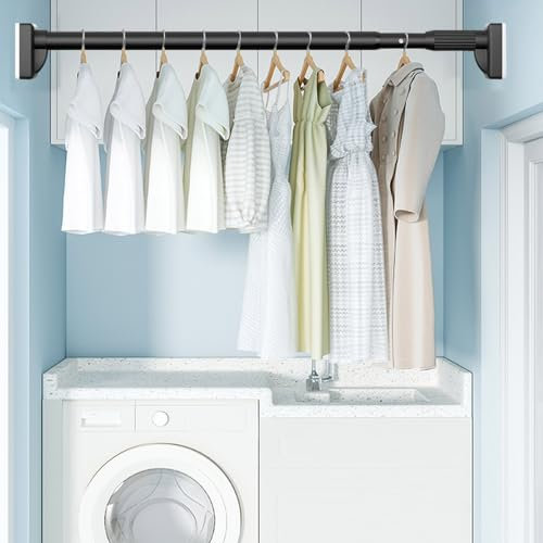 Tringle de rideau de douche télescopique, 410CM-500CM, 360CM-450CM, 160CM-250CM, 40CM-55CM, Tringle Rideau Extensible Sans Percage, Barre de Douche pour Salle de Bain Chambre Placard Fenêtres Portes (