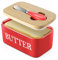 Dyserbuy Butter Dish with Lid, Butter Dish, Porcelain Butter Container with Double Silicone Seals Cover, Ceramic Butter Keeper with Knife, Perfect for East West Coast Butter, 650ml (Red)