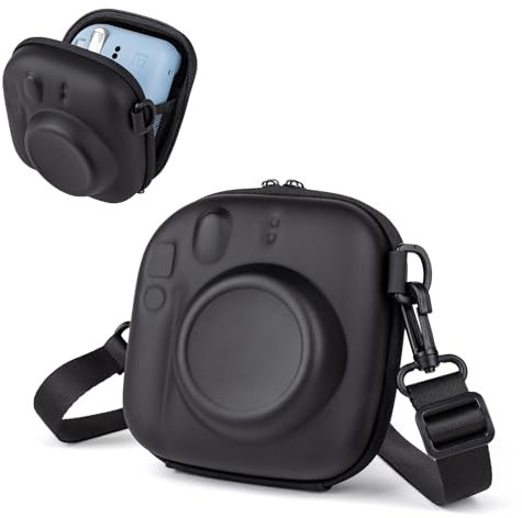 MUZIRI KINOKOO Hard EVA Case for Instax Mini 12/40/99/11/8/9//Liplay Camera, Protective Case Storage Bag for Instax Mini Instant Camera - with Shoulder Strap - Black