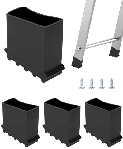 QWORK® 4 PCS Pies de Escalera de Goma Antideslizantes para escaleras de Tijera - 25x50 mm - Duraderos y Universales