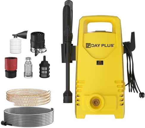 Profi Hochdruckreiniger 55bar - Fassadenreiniger 1100W - Terassenreiniger 300 l/h Fördermenge - inkl. 7m Schlauch, Verlängerung, Lanze, Filter & Düse | ideal als Moosentferner, Steinreiniger