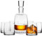 KIAPPO Whisky Set Dekanter 950 ml + 6 Stück Whiskygläser 300 ml - Whiskey Karaffe - Geschenk für Mann - Glaeser Geschenkset - Glaskaraffe Alkohol