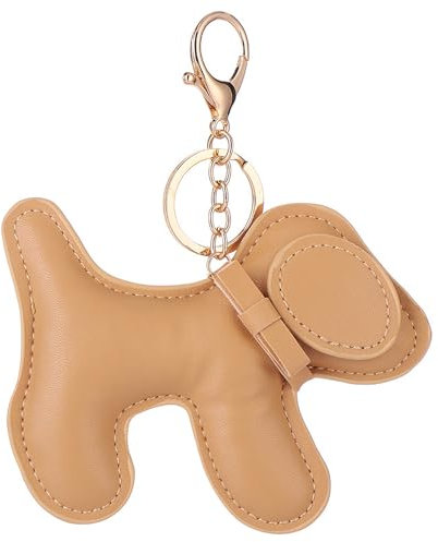 SHYCown Hunde-Leder-Schlüsselanhänger, Taschenanhänger, Geldbörsen-Dekoration, gelb, Medium