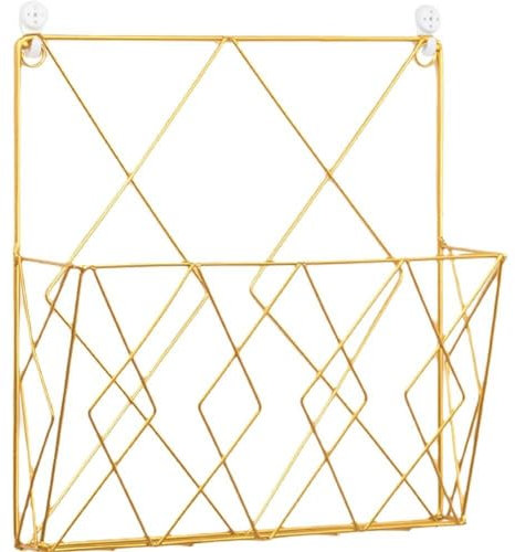 Generic Wandmontierter Zeitschriftenhalter aus Eisen, Gold, Organizer, Halter für Akten, Zeitungen, Zeitschriften, Regal für Zuhause