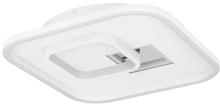 EGLO LED Deckenleuchte Tiriolo, geometrische Deckenlampe | Wohnzimmerlampe aus Metall und Kunststoff in Weiß und Silber, Flurlampe neutralweiß, 38 x 38 cm