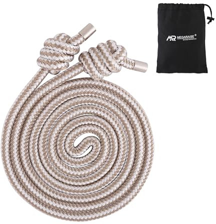 Megaraise Flow Rope Weighted Fitness Jump Rope For Women & Men Working Out, Heavy Ropes for Adults Exercise Training Home Gym & Outdoors Flow Rope Beginner (Gold White Braid, 12MM)