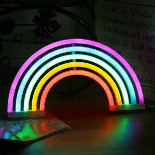 DAJASD LED Wolke Neon Schild, LED Wolke Neon Sign mit Batterie oder USB Powered, LED Schild, LED Gaming Zimmer Deko für Wohnzimmer Kinderzimmer Bar Spielzimmer Party - Regenbogen