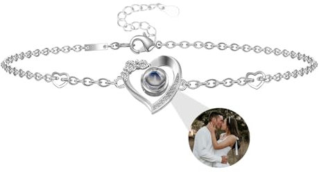 Aina Lighting Personalisiertes Armband mit Foto Individuelles Projektionsarmband mit Bild Stein Erinnerungsherz Fotoarmband Schmuck Geschenke für Frauen