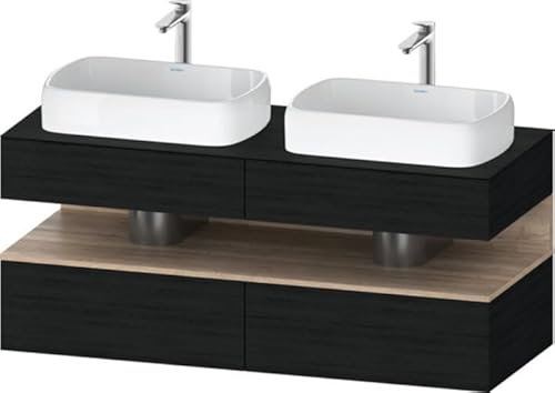 Duravit Qatego Meuble sous-lavabo avec Console, 2 tiroirs, 2 découpes, 1400x550x600mm, Niche en chêne marbré, QA4767055160000, Couleur: Chêne Noir