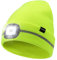 Wmcaps Mütze mit LED Licht, Wintermütze mit 4 LED Lampe, Wiederaufladbare Type-C Strickmütze mit Reflektierendem Lichtstreifen, Winter Warme Geschenke für Herren und Damen,Fluoreszierendes Gelb