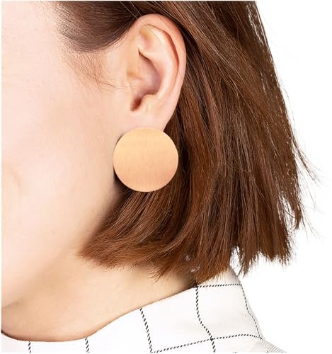 Große Statement Ohrringe Rosegold • Gebürstete Edelstahl Ohrstecker 18k vergoldet • Boho Style Scheiben Ohrschmuck • nachhaltig & handgemacht • Ø 30mm