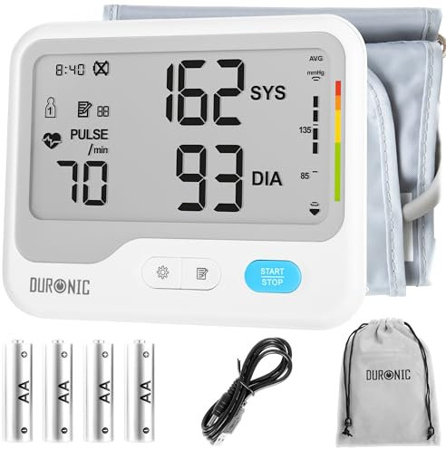 Duronic Blood Pressure Monitors BPM125 CE Approved Blood Pressure Machine Automatic BP Machine Certified Medical Device with 2 x 99 Records Upper Arm BP Monitor Cuff 22cm-32cm for Home Use