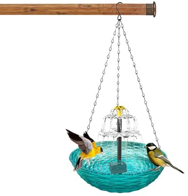 Vogelbad und Futterspender für den Außenbereich, Brunnen für Vogelfutterstation - Kombination Badewanne für Vogelfutterstation mit Springbrunnen | Vogelfutterspender Garten Schüssel für abb