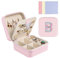 Ghope Schmuckkästchen Reise mit Spiegel, Klein Schmuck-Reiseetui mit initiale Schmuckkasten tragbar Schmuckschatulle Schmuckkoffer Schmucketui Jewelry Box für Damen Mädchen Geschenk
