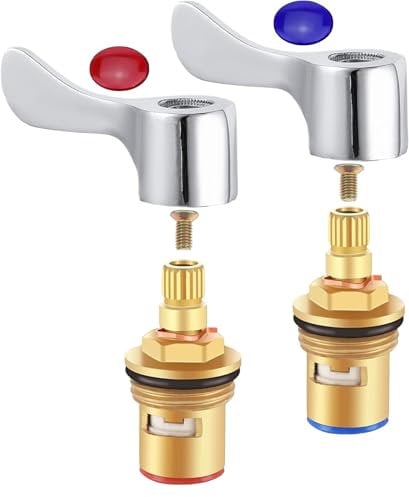 RMTCEG 2 Set Lever Tap Revivers Kit Tops and Quarter Turn Valves Replacement 1/2 Ceramic Cartridge for Kitchen Bathroom Faucet Sink Taps