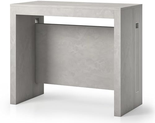 Selsey Ausziehbarer Esstisch Roma Grau - Platzsparender Konsolentisch zu Großem Esszimmertisch - Teleskopische Erweiterung bis 186 cm - Ideal für Kleinere Räume – Selbstmontage