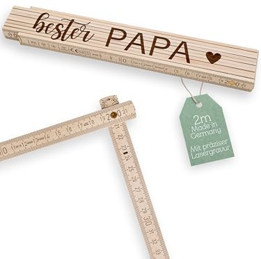 ABENTEUERNAH - Zollstock personalisiert Holz mit präziser Gravur, Vatertagsgeschenk für Papa Geschenk, Opa Geschenk bester Papa