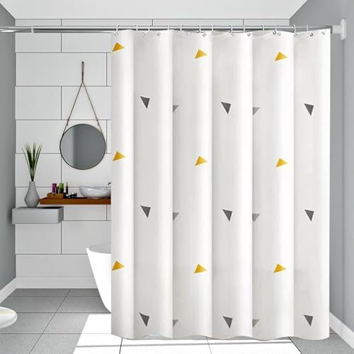 IGINOA Duschvorhang 180x200 Weiß Antischimmel Badevorhang Shower Curtains Weiss Wasserdicht mit ösen Motiv Duschrollo Schimmelresistent Badewanne Vorhang Duschvorhänge Muster Badewannenvorhang