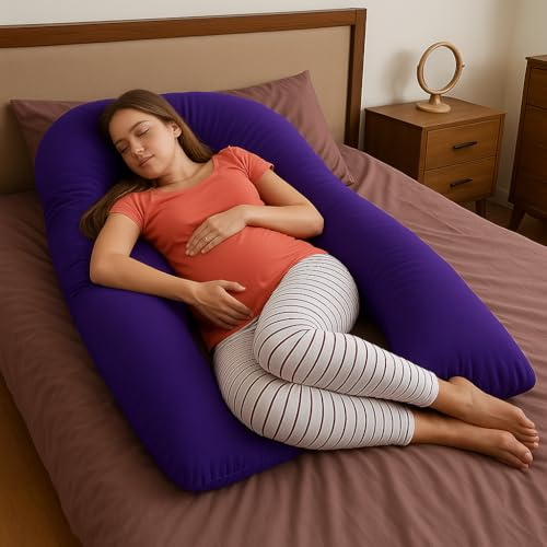 Hometex 9ft U-Shaped Pregnancy Pillow – Full Body Maternity Support with Removable Case (Blue)