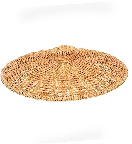 TOGEVAL Imitation Rattan Lid for Waste Bin Storage Basket Cover for Home Office Dorm Use Multi Purpose Design Fits Various Decorative Styles
