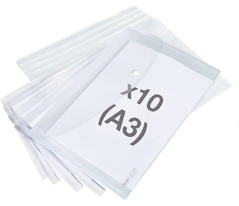 Rapesco 1817 ECO Dokumentenmappe mit Druckknopf, A3, Transparent, 10 Stück