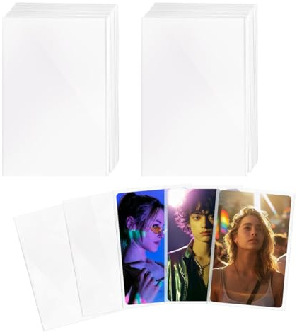 100 Stück Photocard Sleeves kpop, Fotokartenhüllen 60x90mm 200 Micron Klare Klarsichthüllen Wasserdicht Karten Hüllen Kpop Photocard Sleeves Kartenschutzfolie Transparente Kartenhüllen