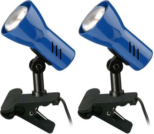 Briloner Lampe à pince LEUCHTEN LOCK, 40 W, IP20, bleu, métal-plastique, excl. 1x E14, 6,5 x 11,5 x 10,8 cm (Lot de 2)