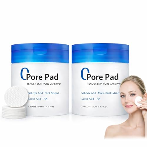 Sanfte Daily Renewal Toner Pads, Dual-Textur AHA BHA Peeling Pads für glatter aussehende Haut und Öl Balance, Parfümfrei für empfindliche Haut, 70 Stück (2pcs)