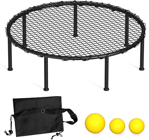 Roundnet Game Set Beach Ball Game Set with 3 Balls, High-Elasticity PE Net, Storage Carrying Case, Perfect for Lawn Beach Backyard Outdoor Games for Adults and Family (Air Pump not Included)