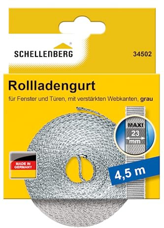 Schellenberg 34502 Cinghia per avvolgibile Larghezza 23 mm Lunghezza 4,5 m Grigio