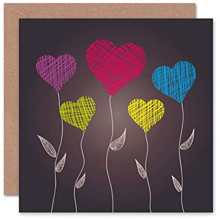 Wee Blue Coo LOVE HEART BALLOONS ROMANCE VALENTINES DAY BLANK GREETINGS BIRTHDAY CARD
