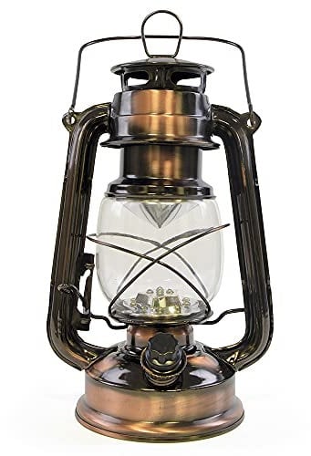 HomeLife Nebraska LED Storm Lamp with 15 Bright LED's / Carry Handle / Weatherproof Design / Variable Dimmer Settings / Energy Saving / Battery Operated - D1201CP - Copper