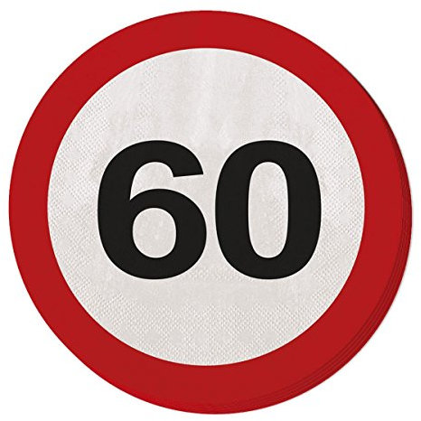 Folat 20 Servietten * 60. Geburtstag * mit Verkehrsschild-Design // Set Napkins Jubiläum Sechzig Jahre