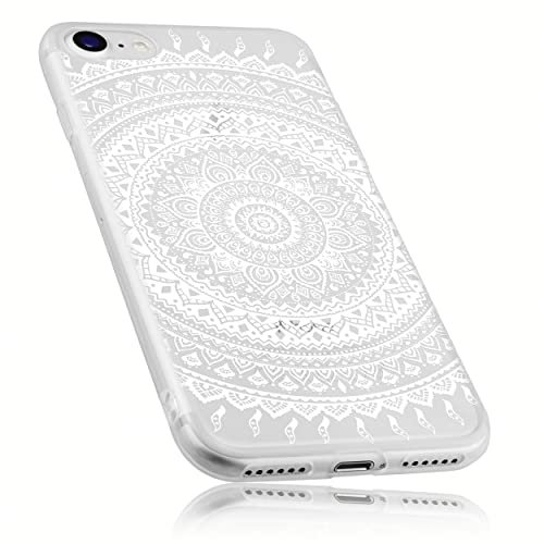 mumbi Hülle kompatibel mit iPhone SE 2022 / SE 2020 / 7 / 8 Handy Case Handyhülle mit Motiv Mandala weiss, transparent