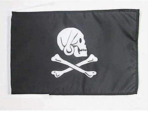 AZ FLAG - Flagge Pirat Henry Avery Schwarzer - 45x30 cm Mit Kordel - Piraten Totenkopf Fahne 30 x 45 Cm - Flaggen