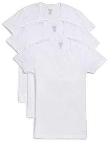 2(X)IST Essential Lot de 3 t-Shirts en Coton Coupe ajustée avec col en V Profond pour Homme, Blanc, L
