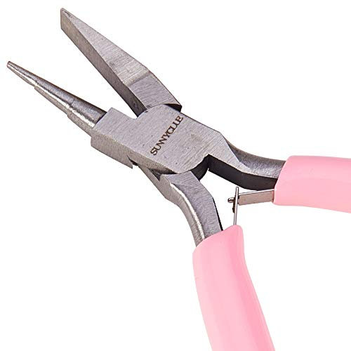 SUNNYCLUE 4.5 Pouces 3-Step Wire Ring Looping Pinces Mini Precision Round Flat Nose Pinces combinées Outils pour la Fabrication de Bijoux à bricoler soi-même Rose