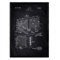 Nacnic Poster Patent-Tac-Toe an Bord. Blatt mit altem Design-Patent A3-Format mit schwarzem Hintergrund