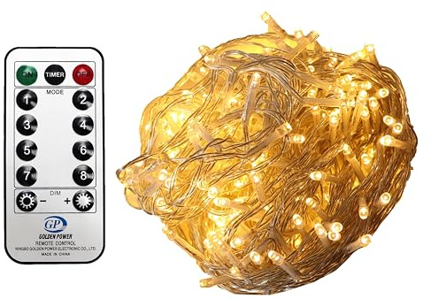 Gartenpirat Lichterkette 480 LED warmweiß 38 m Kabelfarbe transparent außen innen Weihnachtsbeleuchtung Timer Fernbedienung 8 Programme Dimmen