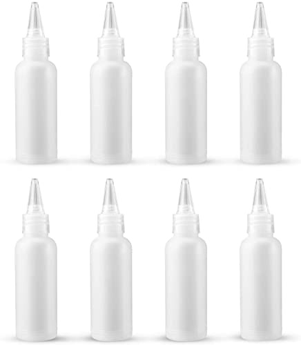 LUTER 8 Pieces 2oz Clear Plastic Small Squeeze Bottles Mini Empty Bottle for Paint, DIY, Art, Liquids, Lotion, Craft, Glue, Airline Travel