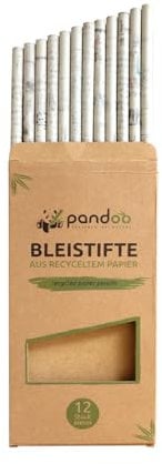 pandoo 12 HB Bleistifte aus Recyceltem Zeitungspapier | Umweltfreundliche Bleistifte | Bleistift-Set zum Zeichnen, Skizzieren, Schule, Kinder | Eco Pencil | Nachhaltige Schulsachen