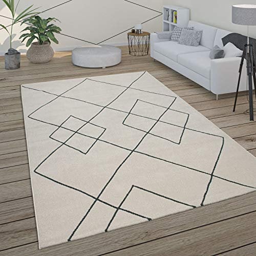 Paco Home Teppich Wohnzimmer Skandi Rauten Muster Modern Weiß Verschiedene Designs Größen, Grösse:80x150 cm, Farbe:Weiß