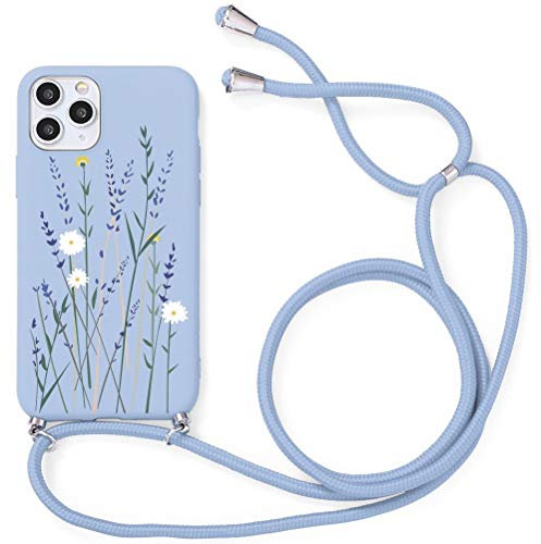 Yoedge Funda con Cuerda para Huawei P Smart 2019, Funda de Silicona Antideslizante Suave TPU para Teléfono Móvil con Colgante Ajustable Collar Correa para el Cuello Cadena Cuerda, Flor Amarilla