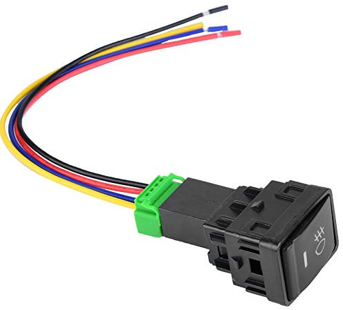 Interruttore a pulsante per fendinebbia con cablaggio Interruttore a pulsante per cablaggio a 4 poli 12V con indicatore luminoso di sfondo a LED per la maggior parte delle auto TS-04