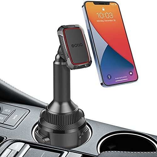 OQTIQ Phone Mount Magnetic, Universal Cup Holder Fit Phone Car Truck Mount Cup Holder Compatible with iPhone Samsung Galaxy LG and More, Extra Strong with 6 Magnets