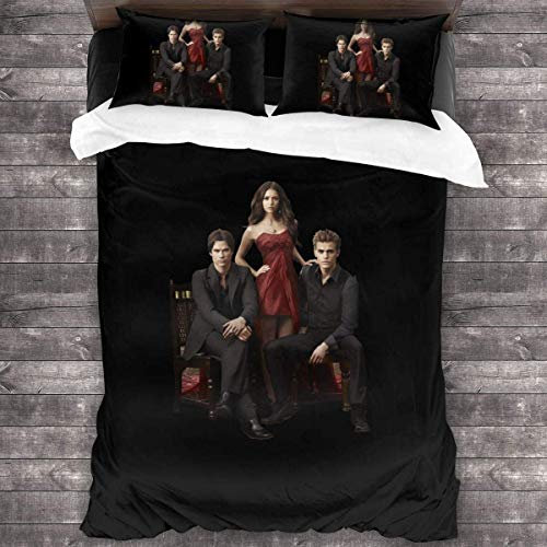 NICHIYO The Vampire Diaries Bettwäsche-Set - Bettbezug und Kissenbezug, Mikrofaser, 3D-Digitaldruck dreiteiliger Bettwäsche (11,Doubie 200 * 200cm)