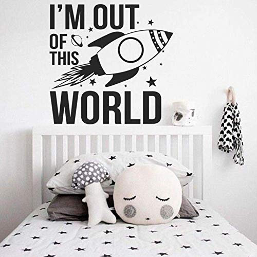 Wandaufkleber Wandtattoos Tapete Ich Bin Nicht Von Dieser Welt Weltraum Rocket Star Wohnkultur Kinderzimmer Jungen Kinderzimmer Abziehbilder Wandbilder 57X83Cm