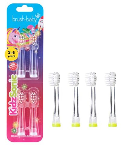 Brush-Baby KidzSonic Rocket and Unicorn Ersatzbürstenköpfe, ab 3 Jahren, 4 Stück pro Packung…