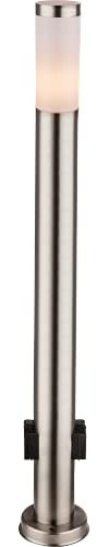 GLOBO Außenleuchte Standleuchte Edelstahl Kunststoff opal mit 2 Steckdosen im Sockel inkl. LED 10600 IP44 3159KLED